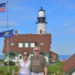 Anna and Jack at Portland Head Lighthouse in Maine