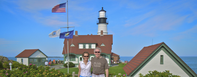 Anna and Jack at Portland Head Lighthouse in Maine